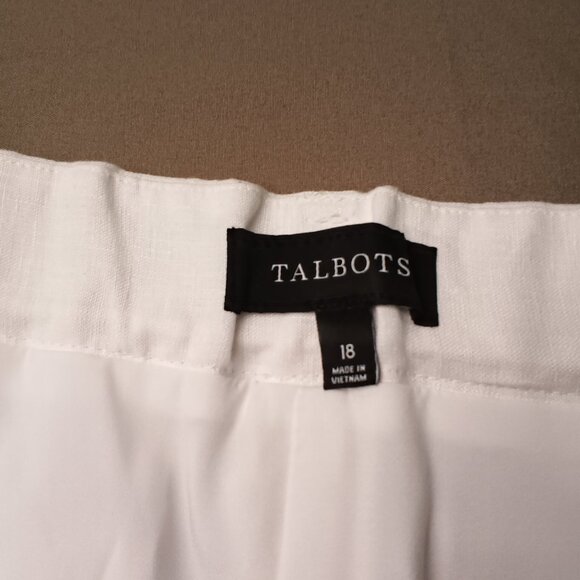 Talbots Linen Pants Size 18 High Rise Wide Leg White Color - Picture 5 of 10